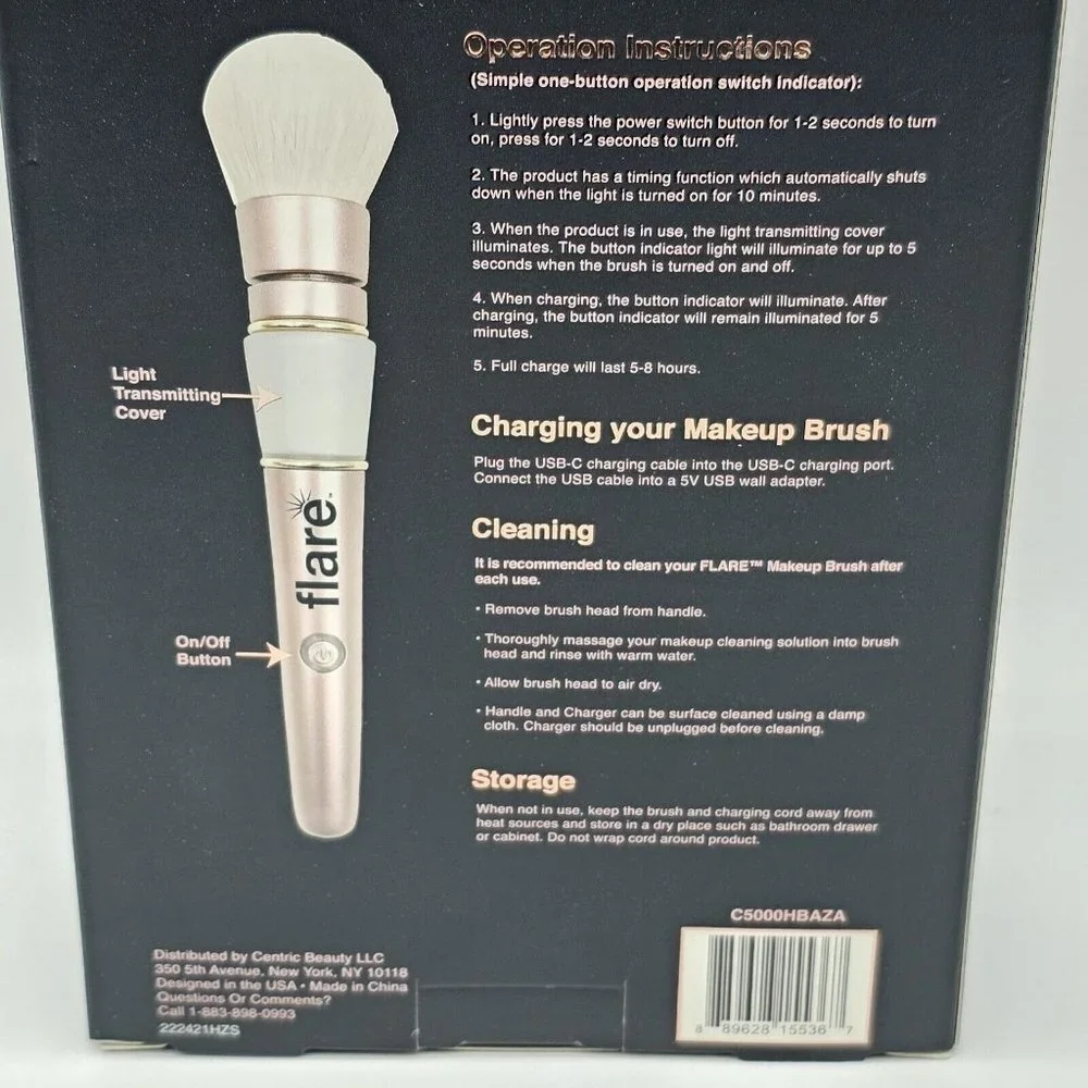 Travel Makeup Brush Set Rechargeable LED Light Interchangeable Heads Beauty Tool